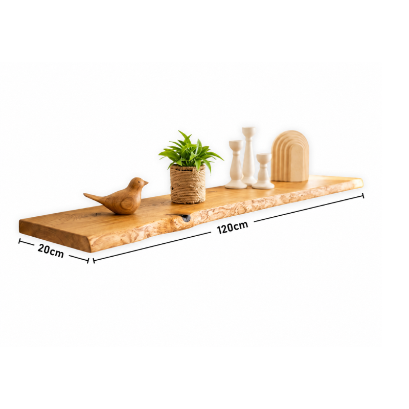 Solid Oak Floating Wall Shelf with Hidden Brackets