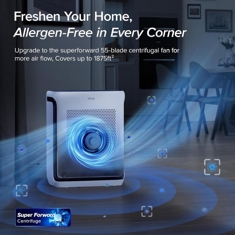 LEVOIT Vital 200S-P Smart Air Purifier for Large Rooms, White, HEPA Filtration