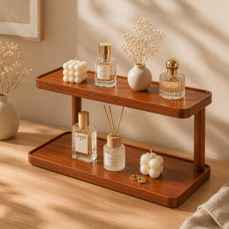 2-Tier Wooden Countertop Organizer Shelf