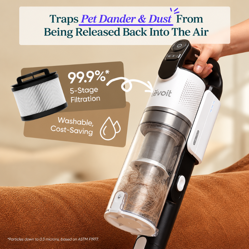 Levoit LVAC-200 Cordless Stick Vacuum Cleaner – Anti-Tangle, Arctic White