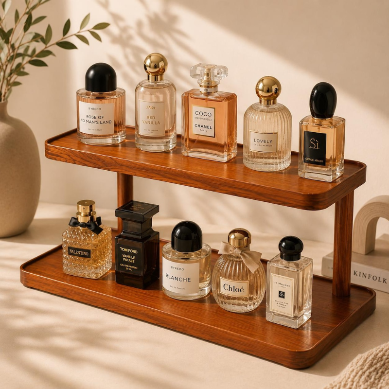 2-Tier Wooden Countertop Organizer Shelf